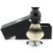 Best Shaving Brush Gift Case Black Base with Silver Tip Badger Hair Brush and Brush Stand for Men