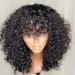 Short Bob Curly Human Hair Wig with Bangs - 180% Density Kinky Curly Fringe Bang Wig for Black Women - Brazilian Unprocessed Virgin Hair - Natural Color - Buy Online on GoSupps.com