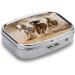 Three Running Horses Print Pill Box | Portable 2 Compartment Metal Pill Organizer | Decorative Medicine Case for Pocket or Purse - International Shipping - Buy Online on GoSupps.com