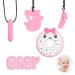 5 pieces of bite ring baby sensory chewing necklace for children food quality silicone k toy biting toys baby to relieve the pressure on the teething for baby (pink)
