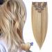 Elailite Clip in Extensions Real Hair Bayalage - (8 Part Set 18 Clips Hair Extension Real Hair Clip) - smooth 20cm 45g #18/613 Ashblond & bleached blond 20cm ashblond & bleached blonde