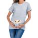 Maternity Funny Pregnancy Tee - Twin Grey L, Short Sleeve Cute Baby Pregnant Women T-Shirt - Buy Online on GoSupps.com