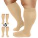 3 Pack Plus Size Compression Socks for Women and Men, 20-30 mmHg Extra Wide Calf for Circulation Support Recovery, Nude, 2XL 05 Nude/Nude/Nude XX-Large