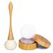 Art Secret 30ml/1oz. Empty Loose Powder Container with Brush Bamboo Cosmetic Bake Make-up Loose Powder Jar with Sifter Lid and Powder Puff