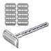 Single Blade Safety Razor - Metal One Blade Razor for Men & Women with 10 Stainless Steel Double Edge Blades (Silver) Silver-2