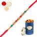 Ghasitaram Gifts Rakhi for Brother Rakhis Online - 7086 Fancy Thread Rakhi with 100 GMS of Dryfruits Mix Can
