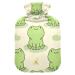 Hot water bottles with cover cute frog hot water bag for pain relief cramps injuries heating bag 2 liters