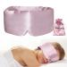 iCooBreeze 100% Natural Silk Eye Mask for Women Men, Soft Pressureless Cooling Blackout Eye Covers for Sleeping, Large Size Sleep Mask fits All Heads Adjustable, 1PC, Lotus Pink