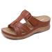 Creev women's sandals summer open toe area thick floor wedge heel large size PU leather sandals women comfortable plateau sandals orthopedic shoes a 40eu) C 40eu
