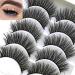 Icycheer mixed 3D artificial eyelashes full strip natural long thick cross long wispy fluffy dramatic doll eyelashes cosplay 5 couple lashes makeup (53)