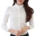 Geilisungren tshirt women Elegant stand -up collar long arm chiffon blouse fashion lace patchwork button tops women casual oversized single color formal work xxl white