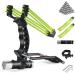 NOBONDO Strong Folding Slingshot - Powerful Adjustable Slingshot Rocket with Wrist Brace Hunting Survival Catapult with 2 Rubber Bands and 100 Ammo Balls Black