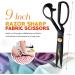 Premium 9-inch Fabric Scissors for Sewing - High Density Carbon Steel Shears with Bonus Measuring Tape for Fabric, Leather, and Metal Cutting - Buy Online on GoSupps.com