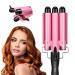 Three Barrel Curling Iron Wand 2020 Hair Curling Iron 1 Inch Ceramic Tourmaline Triple Barrels 3 Barrel Hair Crimper Ceramic Tourmaline Triple Barrels Dual Voltage Crimp Hair Waving Styling Tools