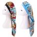 2PCS Extra Long Satin Bonnet Sleep Cap Long Bonnet for Braids Hair Loose Cap (Blue Flowers+Colorful Clouds)