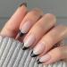Black French Tip Press on Nails Set - 24 Pieces Short Almond Gel Fake Nails for Women - Cute Natural Oval False Nails - Glue On Nude French Nail Design - Buy Online on GoSupps.com