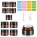 Collazoey 10 pieces amber glass empty can 20 ml/30 ml Cream Jars for Filling with Lid and Liner Ointment Jars Made of Brown Glass for cosmetics creams lots of essential oils Refillable Travel Pots