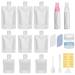 Korintin Travel Pouch Bottle Kit TSA-Approved Refillable Travel Size Containers for Toiletries Reusable Spray Bottles Jars Portable Travel Accessories for Shampoo Lotion Soap Liquids (19 Pack)