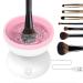 Electric Makeup Brush Cleaner Makeup Brush Cleaner with Cleaning Pad Automatic Rotating Makeup Brush Cleaner for All Brush Sizes Girlfriend Lover Wife Mom Best Gift(pink+white)