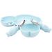 Silicone Suction Plate for Toddlers with Fork Spoon Set - Self Feeding Training Divided Plate Dish and Bowl for Baby and Toddler  Fits for Most Highchairs Trays Light Blue