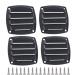 VTurboWay 4 Pcs Louvered Flush Plastic Thru Vent, Marine Boat Vent, 2-3/4", Black, Free Installation Screws