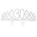 Minkissy 30th Birthday Tiara Crystal Crown Rhinestone Princess Birthday Crown Hair Accessories Happy 30th Birthday Crown Tiara for Women Ladies