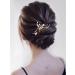 Unicra Bride Wedding Hair Comb Leaf Bridal Side Comb Sparkly Crystal Hair Piece Rhinestone Hair Accessorie for Women and Girls (Rose Gold)