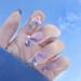 Pearl False Nails 24Pcs Purple Press on Nails Full Cover Medium Coffin Nails Art for Women Girls Party Salon