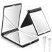 Gospire Standable LED Travel Makeup Mirror with Lights and Magnification 1X/3X  Rechargeable Compact Mirror with Adjustable Brightness  Foldable Small Vanity Mirror Handheld for Purses   Black