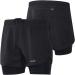 Lixada Men's 2-in-1 Running Shorts - Quick Drying & Breathable - Black Large - Buy Online on GoSupps.com
