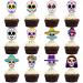Sugar Skull Cupcake Topper Day of the Dead Cake Topper Mexican Fiesta Decoration(24 PCS)