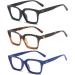 DXYXYO Blue Light Blocking Reading Glasses for Women 1.5 - 3 Pack Retro Fashion Oprah Style Square - Black+Leopard+Blue - Computer Readers - Buy Online on GoSupps.com