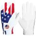 FINGER TEN Golf Gloves USA Flag Blue Camo Plaid Men Left Hand Right with Ball Marker Pack Mens Leather Golf Glove All Weather Grip Fit Size Small Medium ML Large XL USA Flag X-Large Left