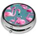 Flock of Flamingos Round Pill Box Organizer - 3 Compartment Portable Travel Pill Box - Black - Buy Online on GoSupps.com