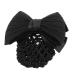 Black Ruched Bowknot Bow Snood Net Bun Cover Barrette Hair for