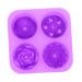 MAGICLULU 1pc Handmade Soap Mold Flower Fondant Cake Molds DIY Muffin Tool Silicone Biscuits Rose Candy Cookie Cake Flower Casting Molds Resin Mold Silica Gel Flower Model Purple Round 3X16.6X16.6CM