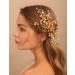 Deniferymakeup Gold Flower Hair Comb Leaf Hair Piece Crystal Rhinestone Bridal Hair Accessory for Wedding Women and Girls - Buy Online on GoSupps.com