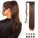 Wrap Around Ponytail Extension Ombre Synthetic 24 Inch Magic Paste Ponytail Straight Ponytail Extensions - Ash Brown Straight 24 Ash Brown
