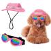 Sebaoyu Dog Hat and Sunglasses Summer Dog Baseball Cap Pet Puppy Visor Hats Sunbonnet Outfit with Ear Holes Doggy Cat Goggles for Small Medium Breed (Pink#2, Small) Pink#2 Small
