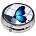 Blue Butterfly Mini Round Pill Box | 3 Compartment Travel Organizer | Portable Medicine Case for Home & Office - Buy Online on GoSupps.com