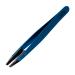 Rubis Classic Techno Stainless Steel Tweezers for Precise Eyebrows and Hair Removal  Slanted Polymer Tips  1KS109  Made in Switzerland  Blue