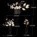 Gold Leaf Crystal Pearl Wedding Hair Pins - Set of 4 | Vintage Bridal Hair Accessories for Brides Bridesmaids - Buy Online on GoSupps.com