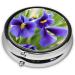 Violets Flower Mini Round Pill Box | 3 Compartment Portable Pill Organizer for Travel Home & Office - Buy Online on GoSupps.com