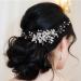 Handcess Leaves Bride Wedding Headband Silver Pearls Crystal Headpieces Rhinestone Bridal Hair Accessories for Bride and Bridesmaids