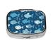 Cute Blue Fish Printing 2 Compartment Small Pill Case Cute Small Pill Box Purse Pill Boxs Travel Pill Organizer for Pocket Purse and Travel Gifts