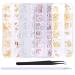 WOKOTO 4 Boxes Hollow Metal Nail Studs Rose Gold Silver Geometry Nail Charm Kit 3D Nail Art Jewelry Decoration With 1Pc Tweezers And Picker Pencil kit5