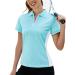 Little Beauty Women's Golf Polo T Shirts Short Sleeve Collared Lightweight Athletic Print Tennis Casual T-Shirts 1444-azure Blue White Medium