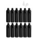 4 Ounce Cosmo Round Bottles PET Plastic Empty Refillable BPA-Free with White Twist Top Caps (Pack of 12) (Black)