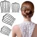 4 Pieces Hair Side Combs Vintage Hair Fork Clip U Shape French Twist Comb Hair Pin Hair Clip Messy Bun Maker Women Hair Styling Tool Accessories for Women and Girls Black