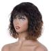 Fashion Idol 10 Bob Curly Human Hair Wig for Black Women - Short Deep Water Wavy Wig with Bangs, 150% Density, Ombre Auburn - 10 Inch | Brazilian Virgin Human Hair - Buy Online on GoSupps.com